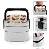 LMNGH Bento Box, Stackable Lunch Box with Utensils, Chicken Print view 3