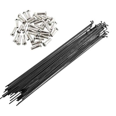 QAINKUN Bicycle Spokes, Black Steel, 36-Pack, 14G J-Bend, 253 mm