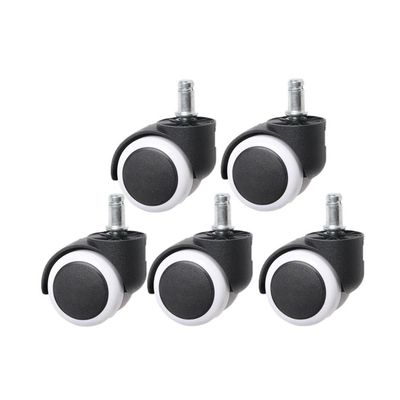 Furniture Casters, 5-Pack, 2-Inch PU Wheels, 11 mm White Circlip