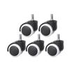 Furniture Casters, 5-Pack, 2-Inch PU Wheels, 11 mm White Circlip view 1
