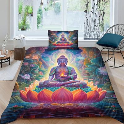 Buddha 2-Piece Duvet Cover Set, Soft Hypoallergenic Wrinkle-Free Microfiber, with Zippered Pillowcase