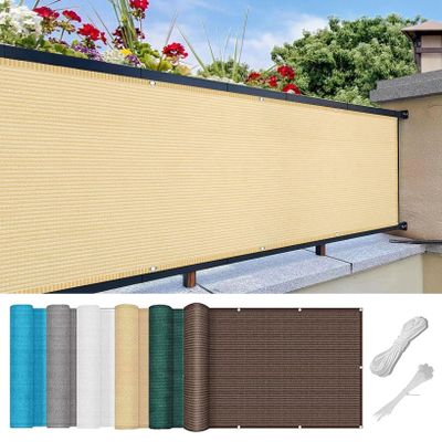 Balcony Privacy Screen 110 x 1000 cm, HDPE, Breathable, Cream