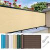 Balcony Privacy Screen 110 x 1000 cm, HDPE, Breathable, Cream view 1