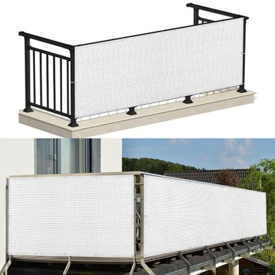 Balcony Privacy Screen Without Drilling, 55 x 1,000 cm, White