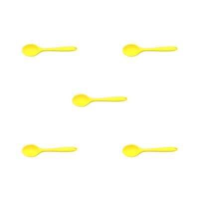 5-Piece Yellow Silicone Spoon Set with Long Handles, Heat-Resistant and Flexible