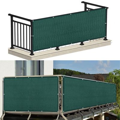 Balcony Privacy Screen with Grommets, 140 x 150 cm, Dark Green