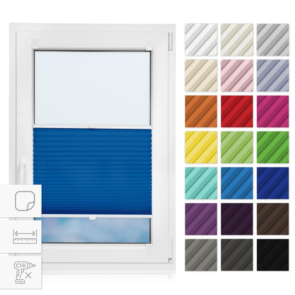 Estika Self-Adhesive Pleated Blind 120 x 200 cm - Blue - No-Drill Window Blind