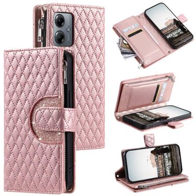 Glitter PU Leather Wallet Case for OPPO A17 4G/A17K, Pink