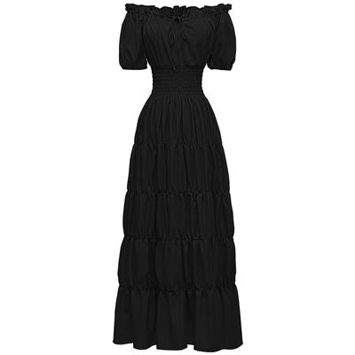 VDDTAGAM Women's Medieval Costume Dress, Halloween Witch Dress, Black, XL