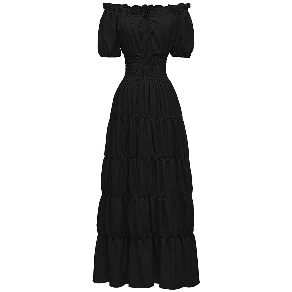 VDDTAGAM Women's Medieval Costume Dress, Halloween Witch Dress, Black, XL