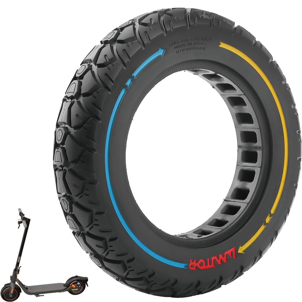 VOLOHAS 10x2.125 Solid Tires, 10-Inch 250x54 Puncture-Proof Replacement Tires for Electric Scooters, 36 mm Slot Width, for 34–36 mm Wide Wheels (Colorful, 1 Piece)