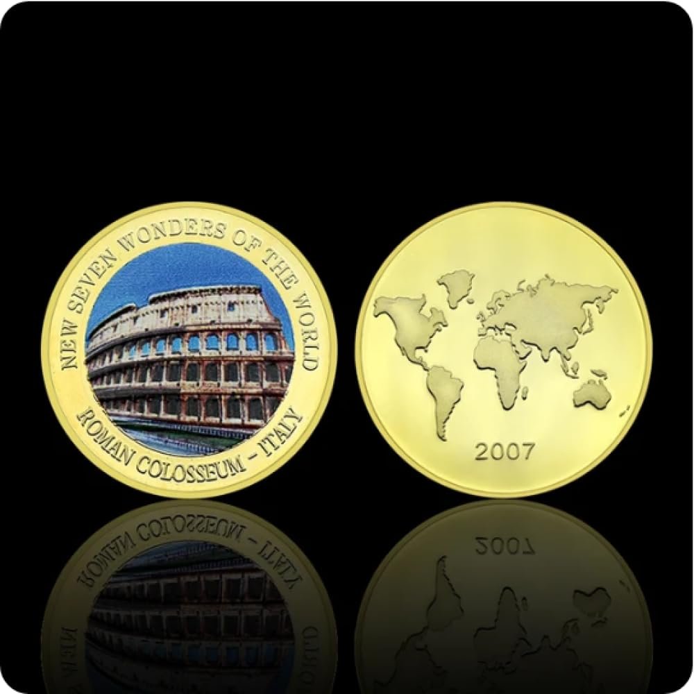 REIWAN New Seven Wonders of the World Gold-Plated Commemorative Coin