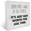 Country-Style Sarcastic Wooden Sign, "Sometimes I Have to Tell Myself" Desk Sign, 5 x 5 in view 1