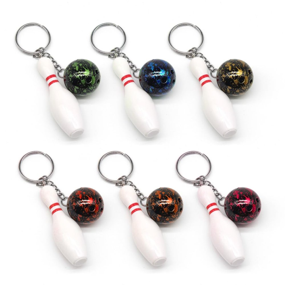 AORHOFJ 6-Piece Mini Bowling Ball Keychain Set