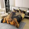 100% Cotton Brown Black Marble Duvet Cover 155x220 cm, Geometric Lines Comforter Cover for Boys, Girls & Teens, 1 Pillowcase view 2