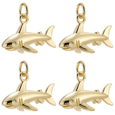 Beebeecraft 8 Gold-Plated Shark Charms with Jump Rings