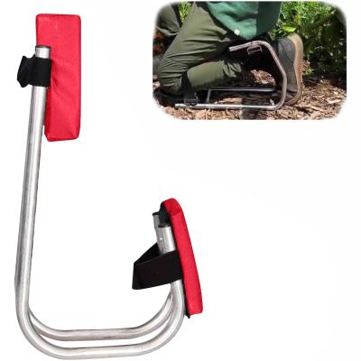 galeyyu Garden Kneeling Seat with Knee Support, Stainless Steel, Red
