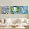 GELYX Abstract Monet Water Lilies Canvas Prints, Green Lily Floral Landscape Wall Art, 65 x 65 cm x 3, Unframed view 1