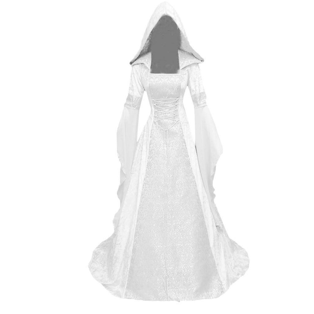 VDDTAGAM Halloween Costume for Teen Girls, White Gothic Dress, Steampunk Costume for Women (White, 4XL)