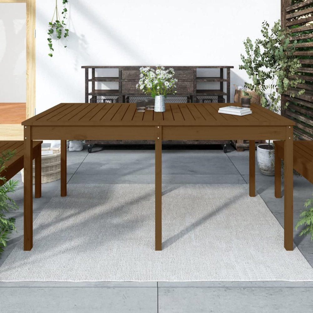 Juroupi Outdoor Garden Table, Solid Pine, Honey Brown, 159.5 x 82.5 x 76 cm