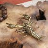 Small Charming Retro Brass Table Decor, Pure Copper Statue, 9.2 cm, Solid Brass Crayfish Figurine, Miniature Table Decor, Modern Aquarium Decoration Accessory view 2