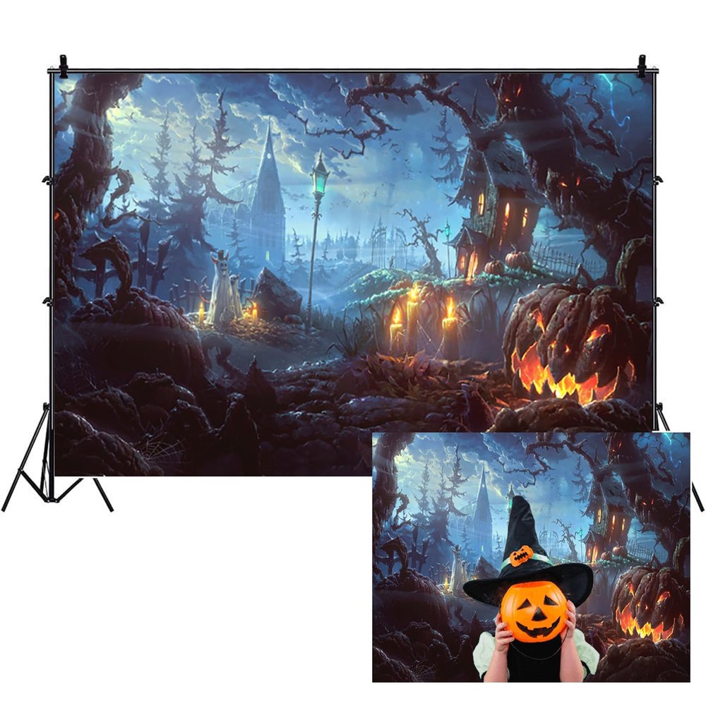 SDOTPMT 3.5 x 3 m Halloween Cemetery Night Photography Backdrop