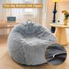 XeGe Fluffy Plush Toy Storage Bean Bag Cover, Light Gray view 4