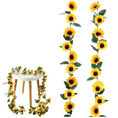 Artificial Sunflower Garland, 2-Pack, 2.3 m
