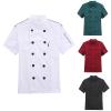 RUMAOZIA Short-Sleeve Chef Jacket for Men and Women, Black and White, Double-Breasted view 2