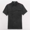 RUMAOZIA Short-Sleeve Chef Jacket for Men and Women, Black and White, Double-Breasted view 3