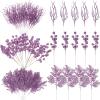 Glittery Christmas Tree Picks, 3 Styles, Berry Stems, Light Purple, 75-Piece view 1