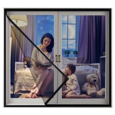 Black Insect Screen for Windows, 60 x 125 cm, No-Drill Adhesive Mount