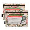 CHIFIGNO 3-Ring Pencil Pouches, Retro Pink Roses and Green Leaves, 2-Pack view 2