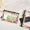 CHIFIGNO 3-Ring Pencil Pouches, Retro Pink Roses and Green Leaves, 2-Pack view 4