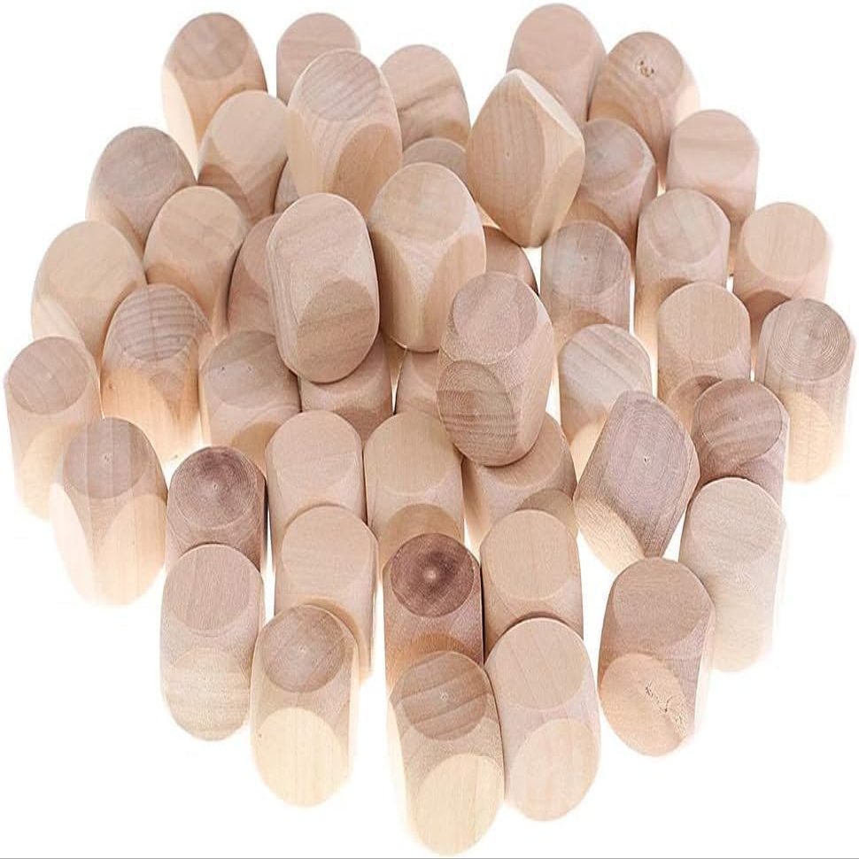 10 Wooden Dice, 6-Sided, Blank, Rounded Corners, DIY Graffiti Dice, Crafts, Board Games, Party and Game Accessories, Standard Dice (1.8 cm)