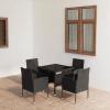 Chaduof 5-Piece Black Poly Rattan Patio Dining Set view 1
