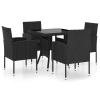 Chaduof 5-Piece Black Poly Rattan Patio Dining Set view 2