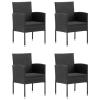 Chaduof 5-Piece Black Poly Rattan Patio Dining Set view 3