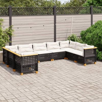 Festnight 9-Piece Black PE Polyrattan Garden Furniture Set, Type 12