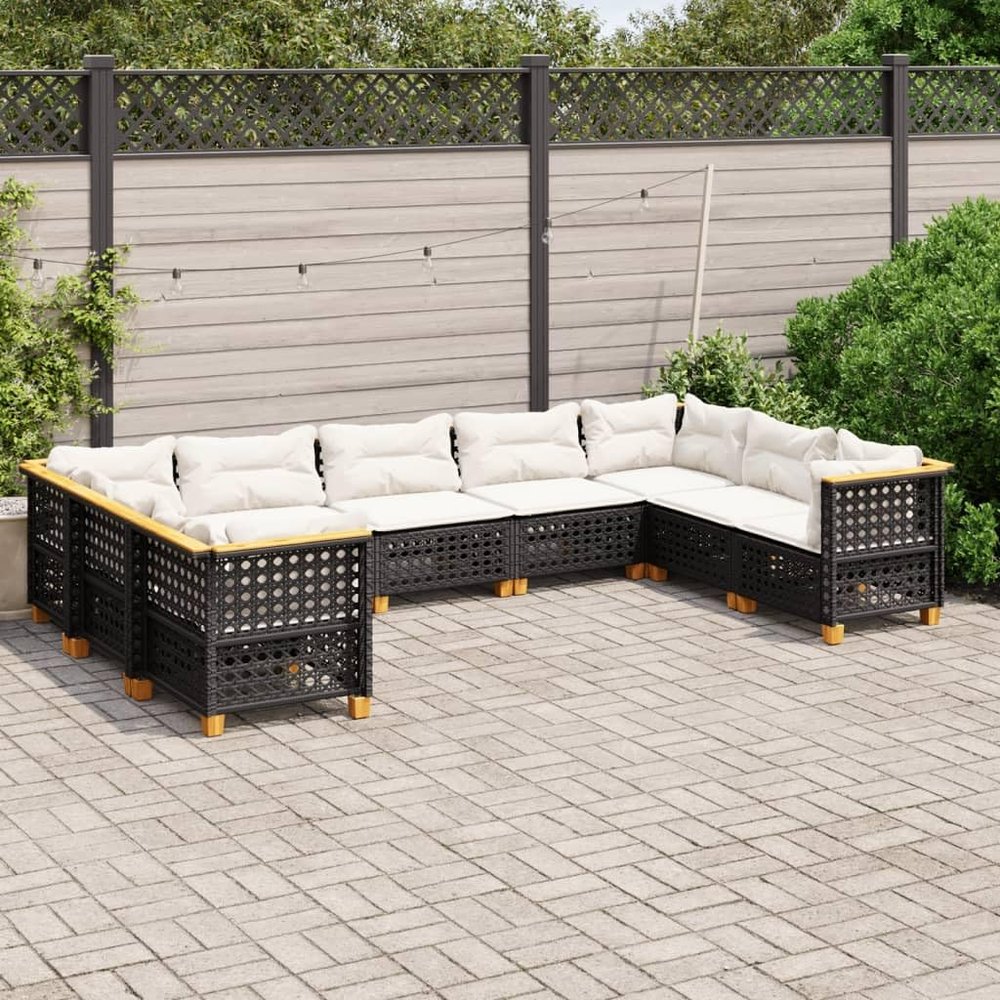 Festnight 9-Piece Black PE Polyrattan Garden Furniture Set, Type 12