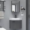 Wall-Mounted Corner Bathroom Sink with Cabinet and Mirror view 1