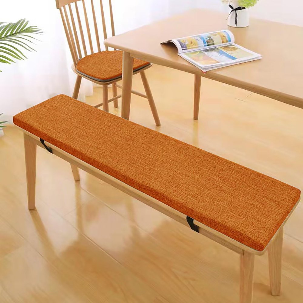 Outdoor Bench Seat Cushion, Removable Washable Cover, Non-Slip, Orange, 80 × 40 × 3 cm