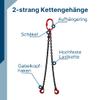 SHT 2-Leg Chain Sling, Grade 8 | 8 mm Chain Diameter | Without Shortening Hooks | WLL: 2,800 kg (0–45°) & 2,000 kg (45–60°) | Working Length: 1.5 m view 2