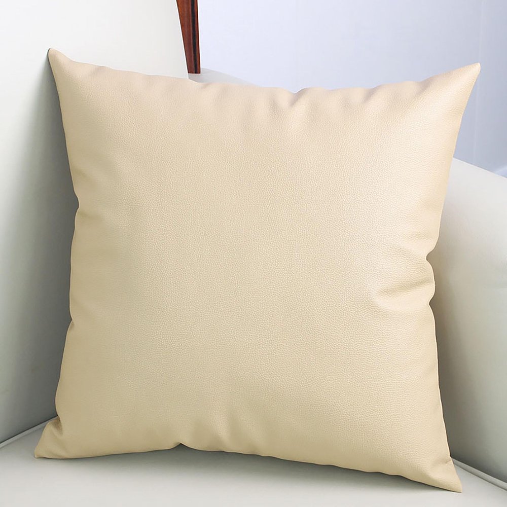 Customizable PU Leather Cushion, Solid-Color Lumbar Support, Khaki, 50 x 50 cm