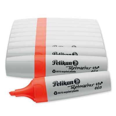 Pelikan 490 eco Highlighters, Neon Red, 10-Pack, Chisel Tip