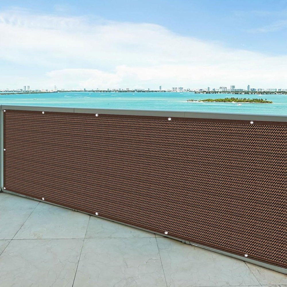 Balcony Privacy Screen Without Drilling, 140 x 200 cm, Brown