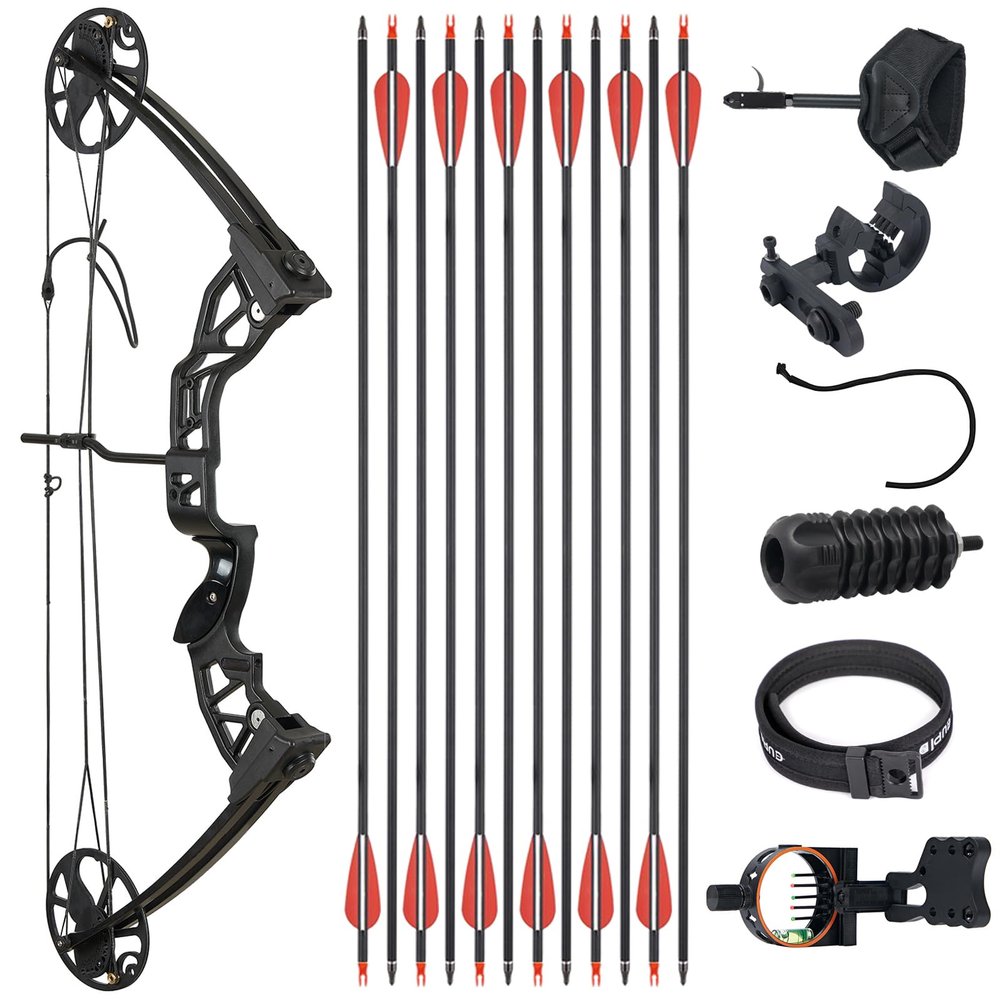 Ready-to-Hunt Compound Bow Package for Adults, 20–70 lb Draw Weight, 19–30 in Draw Length, No Bow Press Required