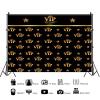 ASDCXZ VIP Red Carpet Event Backdrop 3 x 2 m, Black and Gold Stars and Crown view 2