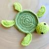 Knnuey Crochet Turtle Coasters for Drinks, Handmade Crochet Coaster Set for Coffee, Table Decor view 4