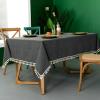 BCughia 140 x 240 cm Rectangular Tablecloth, Washable Polyester Small Plaid Table Cover with Tassels, Dark Blue view 2